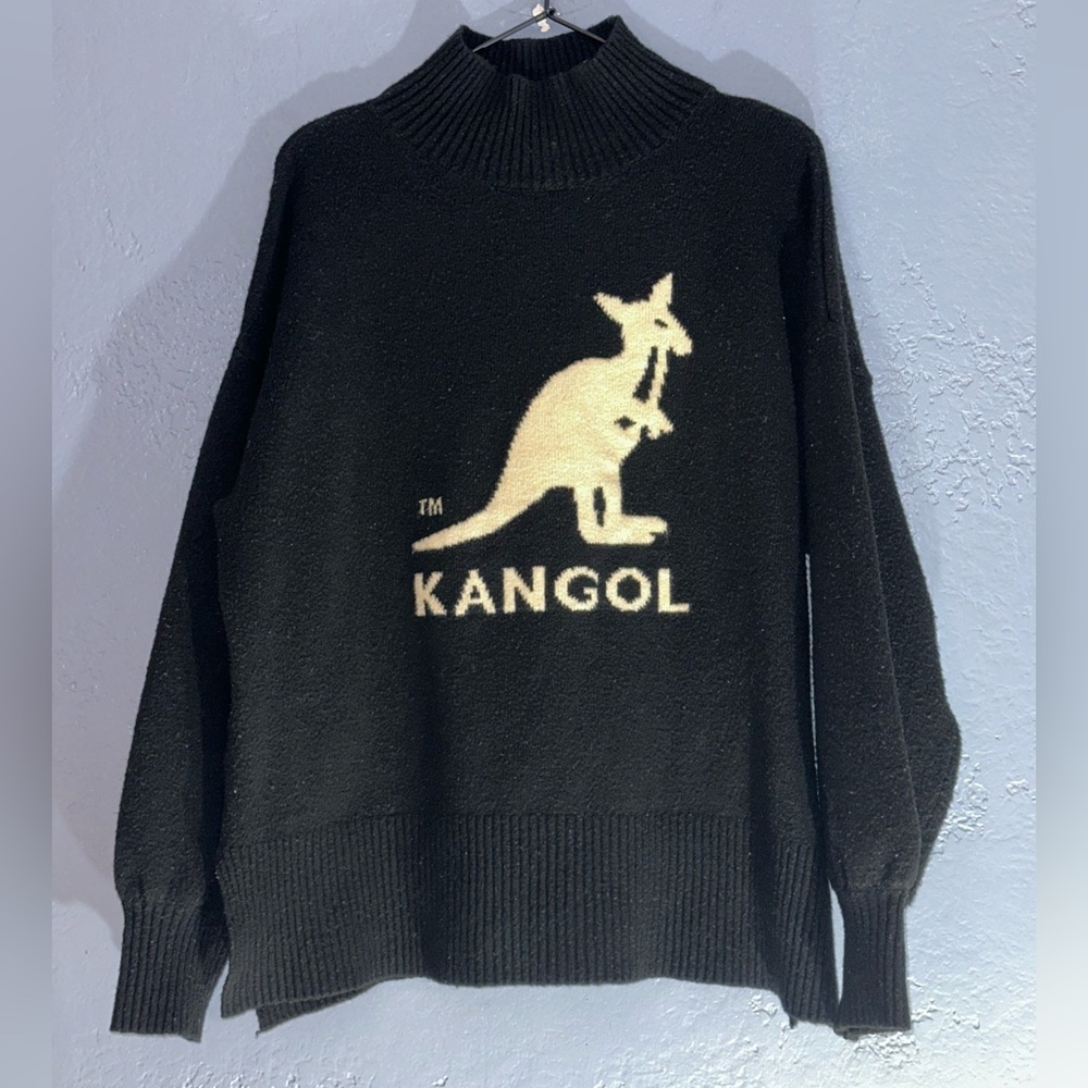 Kangol x H&M Black Oversized Mock Neck Logo Sweater M - Picture 3 of 7